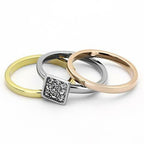 Jewellery Kingdom Ladies Stainless Steel Cz Wedding Engagement Set 3pcs Ring (Gold) - Jewelry Rings - British D'sire