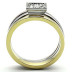 Jewellery Kingdom Ladies Stainless Steel Cz Wedding Engagement Set 3pcs Ring (Gold) - Jewelry Rings - British D'sire