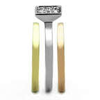 Jewellery Kingdom Ladies Stainless Steel Cz Wedding Engagement Set 3pcs Ring (Gold) - Jewelry Rings - British D'sire