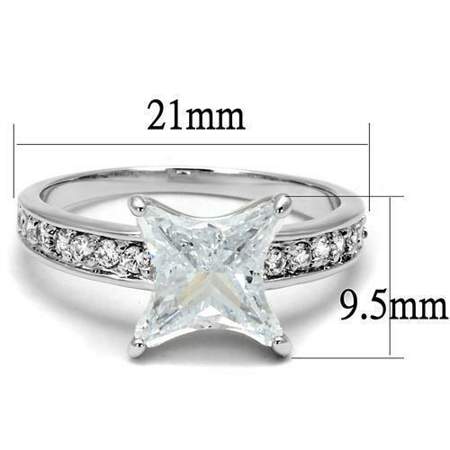 Jewellery Kingdom Ladies Star Cubic Zirconia Rhodium Sparkling Handmade 2CT Ring (Clear) - Jewelry Rings - British D'sire