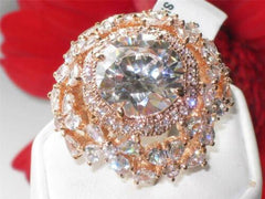 Jewellery Kingdom Ladies Statement Big Cocktail 20K Cubic Zirconia Ring (Gold) - Rings - British D'sire