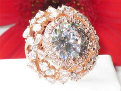 Jewellery Kingdom Ladies Statement Big Cocktail 20K Cubic Zirconia Ring (Gold) - Rings - British D'sire