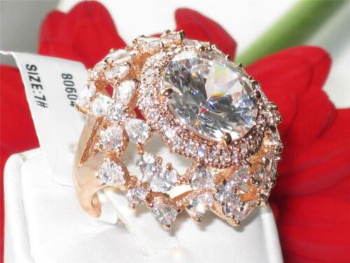 Jewellery Kingdom Ladies Statement Big Cocktail 20K Cubic Zirconia Ring (Gold) - Rings - British D'sire