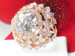Jewellery Kingdom Ladies Statement Big Cocktail 20K Cubic Zirconia Ring (Gold) - Rings - British D'sire