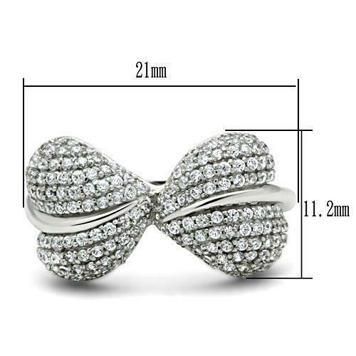 Jewellery Kingdom Ladies Sterling Silver Cz Bow Micro Pave Puffed Pretty Sparkling Ring Secondary image