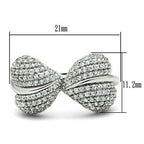 Jewellery Kingdom Ladies Sterling Cz Bow Micro Pave Puffed Pretty Sparkling Ring (Silver) - Jewelry Rings - British D'sire