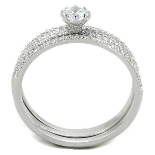 Jewellery Kingdom Ladies Sterling Silver 3pcs Engagement Wedding Bands 2 Carat Pave Ring Set - Jewelry Rings - British D'sire