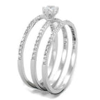 Jewellery Kingdom Ladies Sterling Silver 3pcs Engagement Wedding Bands 2 Carat Pave Ring Set - Jewelry Rings - British D'sire
