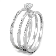 Jewellery Kingdom Ladies Sterling Silver 3pcs Engagement Wedding Bands 2 Carat Pave Ring Set - Jewelry Rings - British D'sire