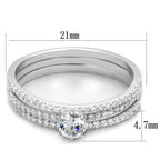 Jewellery Kingdom Ladies Sterling Silver 3pcs Engagement Wedding Bands 2 Carat Pave Ring Set - Jewelry Rings - British D'sire