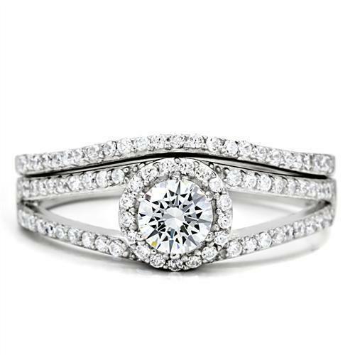 Jewellery Kingdom Ladies Sterling Silver Cz Engagement Wedding Band 2.50 Carat Ring Set - Jewelry Rings - British D'sire Main image