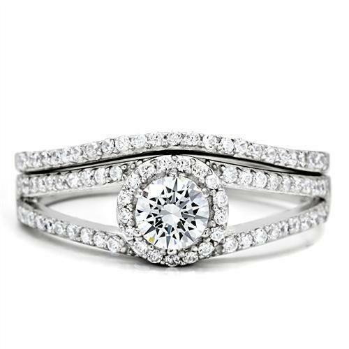Jewellery Kingdom Ladies Sterling Silver Cz Engagement Wedding Band 2.50 Carat Ring Set - Jewelry Rings - British D'sire