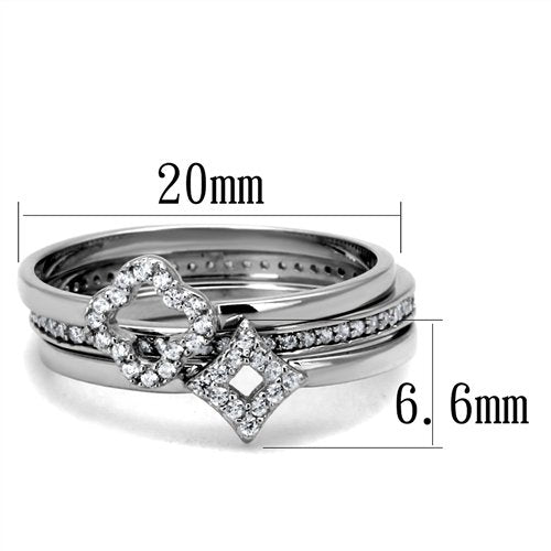 Jewellery Kingdom Ladies Sterling Silver Cz Engagement Wedding Band 3pcs Handmade Ring Set - Jewelry Rings - British D'sire