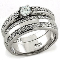 Jewellery Kingdom Ladies Sterling Silver Engagement Wedding Band 2pc Stamped Ring Set - Jewelry Rings - British D'sire