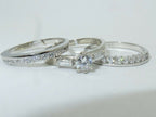 Jewellery Kingdom Ladies Sterling Silver Engagement Wedding Bands 3pcs Solitaire Ring Set - Jewelry Rings - British D'sire