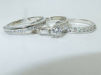 Jewellery Kingdom Ladies Sterling Silver Engagement Wedding Bands 3pcs Solitaire Ring Set - Jewelry Rings - British D'sire