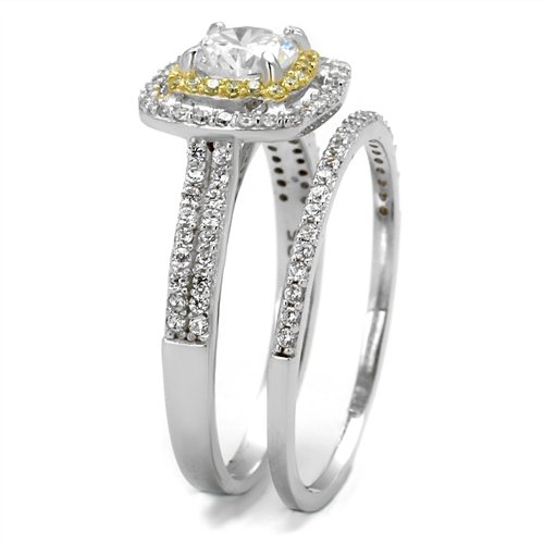 Jewellery Kingdom Ladies Sterling Silver Gold Cz Engagement Band 1.80ct 18kt Ring Set - Jewelry Rings - British D'sire