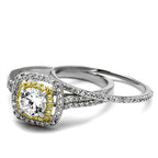 Jewellery Kingdom Ladies Sterling Silver Gold Cz Engagement Band 1.80ct 18kt Ring Set - Jewelry Rings - British D'sire