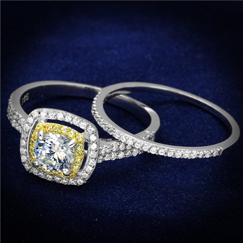 Jewellery Kingdom Ladies Sterling Silver Gold Cz Engagement Band 1.80ct 18kt Ring Set - Jewelry Rings - British D'sire Main image