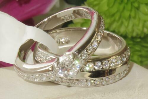 Jewellery Kingdom Ladies Sterling Silver Stamped Wedding Engagement Band Set 2pcs Ring (Silver) - Rings - British D'sire Main image