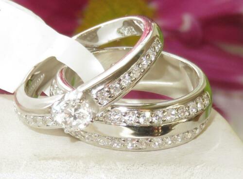 Jewellery Kingdom Ladies Sterling Silver Stamped Wedding Engagement Band Set 2pcs Ring (Silver) Secondary image