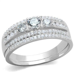 Jewellery Kingdom Ladies Sterling Silver Wedding Engagement Band Set Ring (Silver) - Engagement Rings - British D'sire