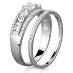 Jewellery Kingdom Ladies Sterling Silver Wedding Engagement Band Set Ring (Silver) - Engagement Rings - British D'sire