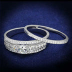 Jewellery Kingdom Ladies Sterling Silver Wedding Engagement Band Set Ring (Silver) - Engagement Rings - British D'sire