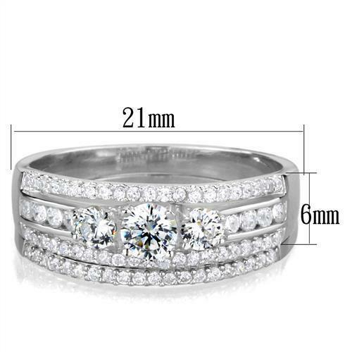 Jewellery Kingdom Ladies Sterling Silver Wedding Engagement Band Set Ring (Silver) - Engagement Rings - British D'sire