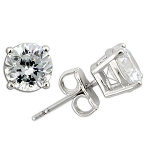 Jewellery Kingdom Ladies Studs Earrings Cz 7mm Sterling Silver 1.50 Carat Per Ear Studs Unisex - Earrings - British D'sire Main image