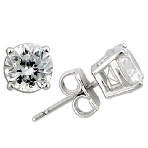 Jewellery Kingdom Ladies Studs Earrings Cz 7mm Sterling Silver 1.50 Carat Per Ear Studs Unisex - Earrings - British D'sire