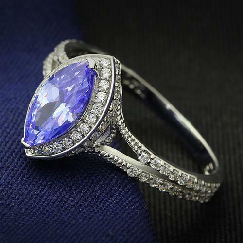 Jewellery Kingdom Ladies Tanzanite Marquise Cut Sterling Silver Cz 2 Carat Ring - Jewelry Rings - British D'sire Main image