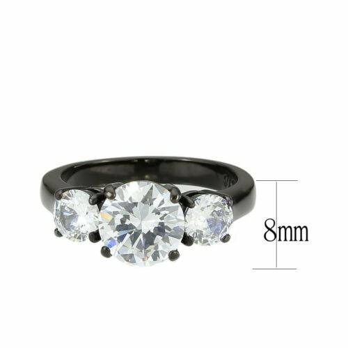 Jewellery Kingdom Ladies Three Stone Anniversary Cubic Zirconia Ring (Black) Secondary image