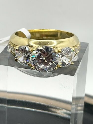 Jewellery Kingdom Ladies Three Stone Anniversary Simulated Diamonds 4 Carat Ring (Gold) - Jewelry Rings - British D'sire