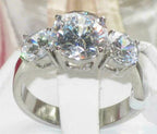 Jewellery Kingdom Ladies Three Stone Anniversary Stainless Steel Cubic Zirconia Ring (Clear) - Jewelry Rings - British D'sire