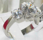 Jewellery Kingdom Ladies Three Stone Anniversary Stainless Steel Cubic Zirconia Ring (Clear) - Jewelry Rings - British D'sire