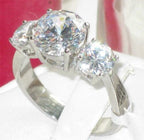 Jewellery Kingdom Ladies Three Stone Anniversary Stainless Steel Cubic Zirconia Ring (Clear) - Jewelry Rings - British D'sire