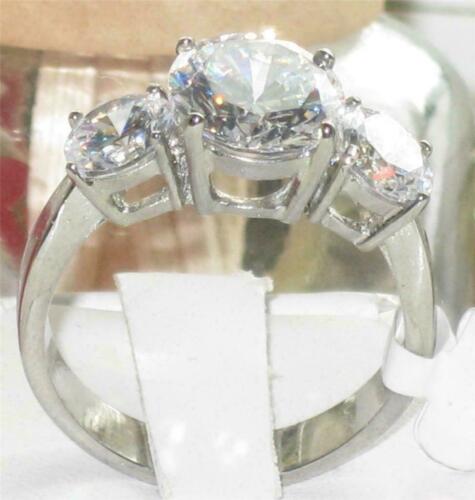 Jewellery Kingdom Ladies Three Stone Anniversary Stainless Steel Cubic Zirconia Ring (Clear) - Jewelry Rings - British D'sire