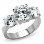 Jewellery Kingdom Ladies Three Stone Anniversary Stainless Steel Cubic Zirconia Ring (Clear) - Jewelry Rings - British D'sire