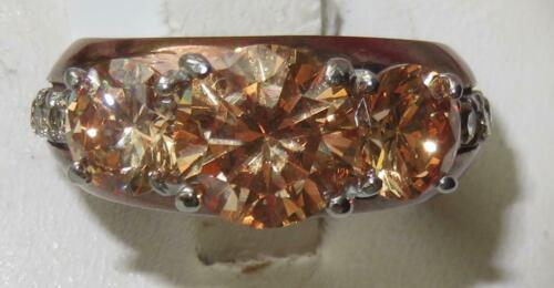 Jewellery Kingdom Ladies Three Stone Cz Coffee Stainless Steel Brown Sparkle Champagne Ring - Jewelry Rings - British D'sire