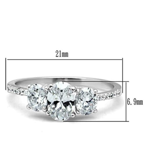 Jewellery Kingdom Ladies Three Stone Oval Cubic Zirconia 170CT Ring (Sterling Silver) - Jewelry Rings - British D'sire Main image