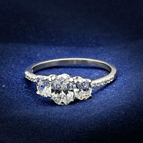 Jewellery Kingdom Ladies Three Stone Oval Cubic Zirconia 1.70K Ring (Sterling Silver) Secondary image