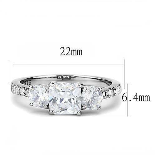 Jewellery Kingdom Ladies Three Stone Princess Cut Anniversary Stainless Steel Ring (Silver) Secondary image