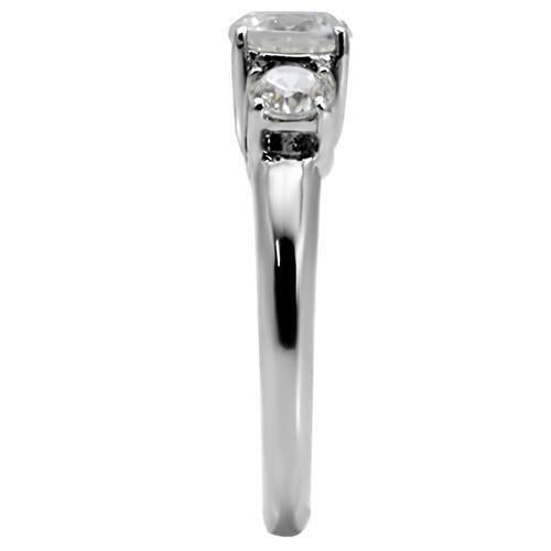 Jewellery Kingdom Ladies Three Stone Ring Cz Anniversary Stainless Steel Sparkling 2.45 Carat - Jewelry Rings - British D'sire