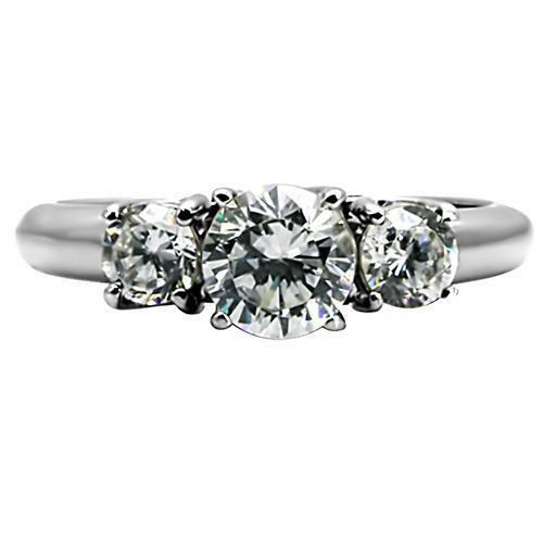 Jewellery Kingdom Ladies Three Stone Ring Cz Anniversary Stainless Steel Sparkling 2.45 Carat Secondary image