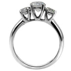 Jewellery Kingdom Ladies Three Stone Ring Cz Anniversary Stainless Steel Sparkling 2.45 Carat - Jewelry Rings - British D'sire