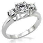 Jewellery Kingdom Ladies Three Stone Ring Cz Anniversary Stainless Steel Sparkling 2.45 Carat - Jewelry Rings - British D'sire