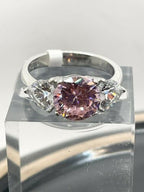 Jewellery Kingdom Ladies Three Stone Sapphire Silver Stainless Steel Anniversary Ring (Pink) - Jewelry Rings - British D'sire
