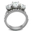 Jewellery Kingdom Ladies Three Stone Set Past Present Future Cz Wedding Engagement Steel Ring - Jewelry Rings - British D'sire