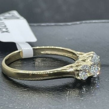 Jewellery Kingdom Ladies Three Stone Simulated Diamonds Anniversary Past Present Ring (Gold) Secondary image